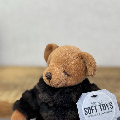 Russ Berrie Fortuna Teddy Bear - Small Beanie Bear Black Fur Coat Rare Mini 7"