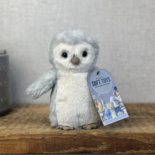 Jellycat Small Bashful Owl Chick - Birch Grey Colouring Owl Soft Toy Small 6"