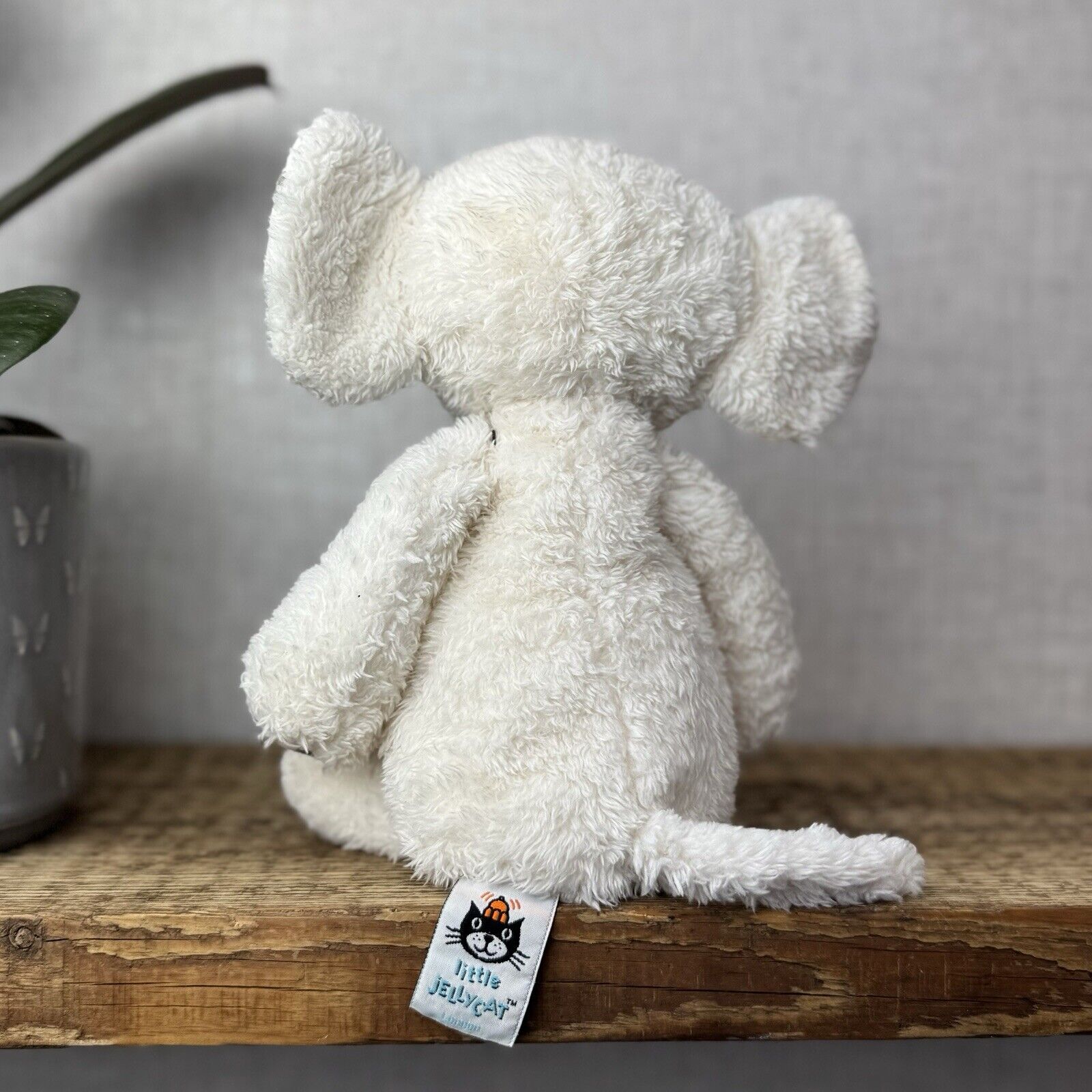 Jellycat Little Moonbeam Elly - Nugget Elephant White Textured Retired 12”