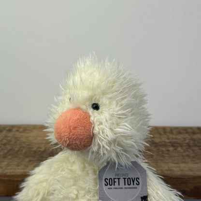 Jellycat Angora Duck - Rare Indigo Exclusive Fluffy Cream Duck Medium 12"