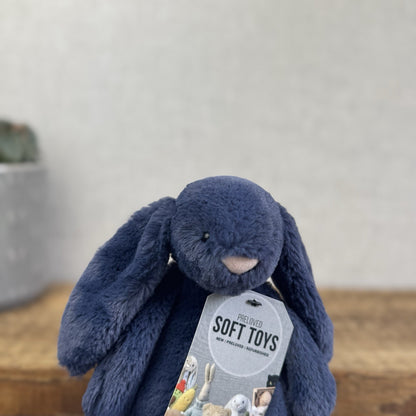 Jellycat Small Navy Bashful Bunny Rabbit - Small Navy Blue Bunny Rabbit Retired 
