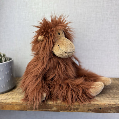 Jellycat Medium Max Monkey - Fluffy Long Hair Monkey Plush Beanie Retired 16"