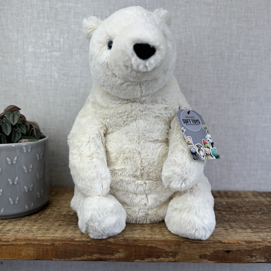Jellycat Large Elwin Polar Bear - White Sitting Bear Plush Rare & Retired 16”