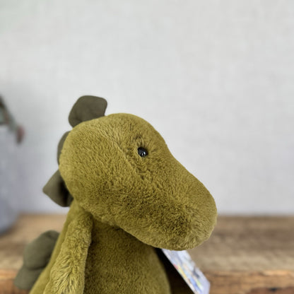 Jellycat Medium Bashful Dino - Medium Bashful Green Dinosaur Soft Toy 12"