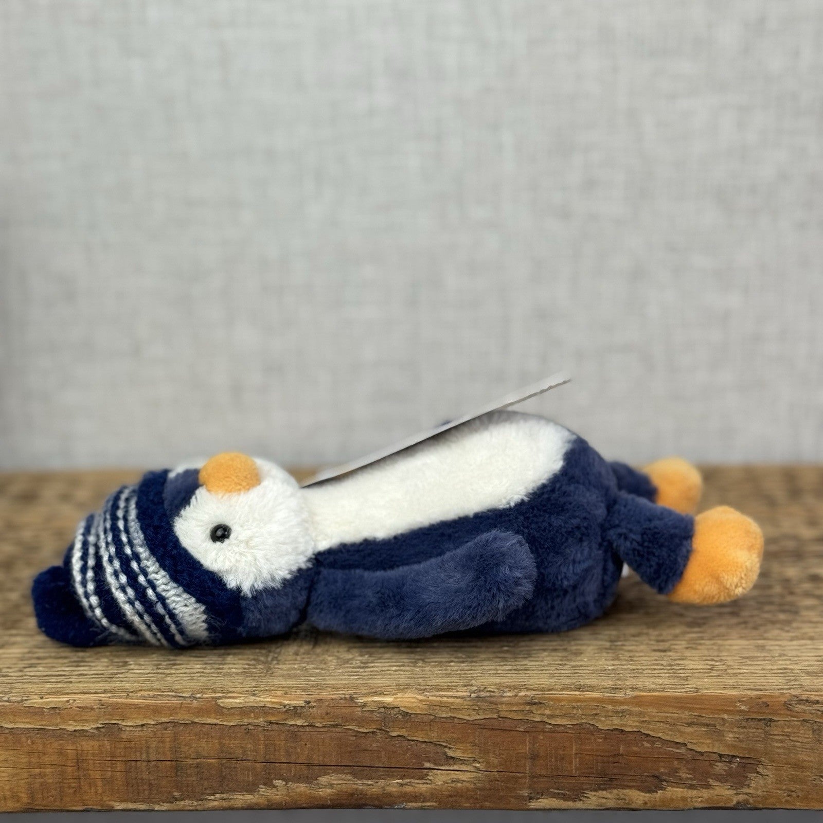 Jellycat Small Bashful Navy Bobble Hat Penguin - Blue Penguin Stripe Hat 8”