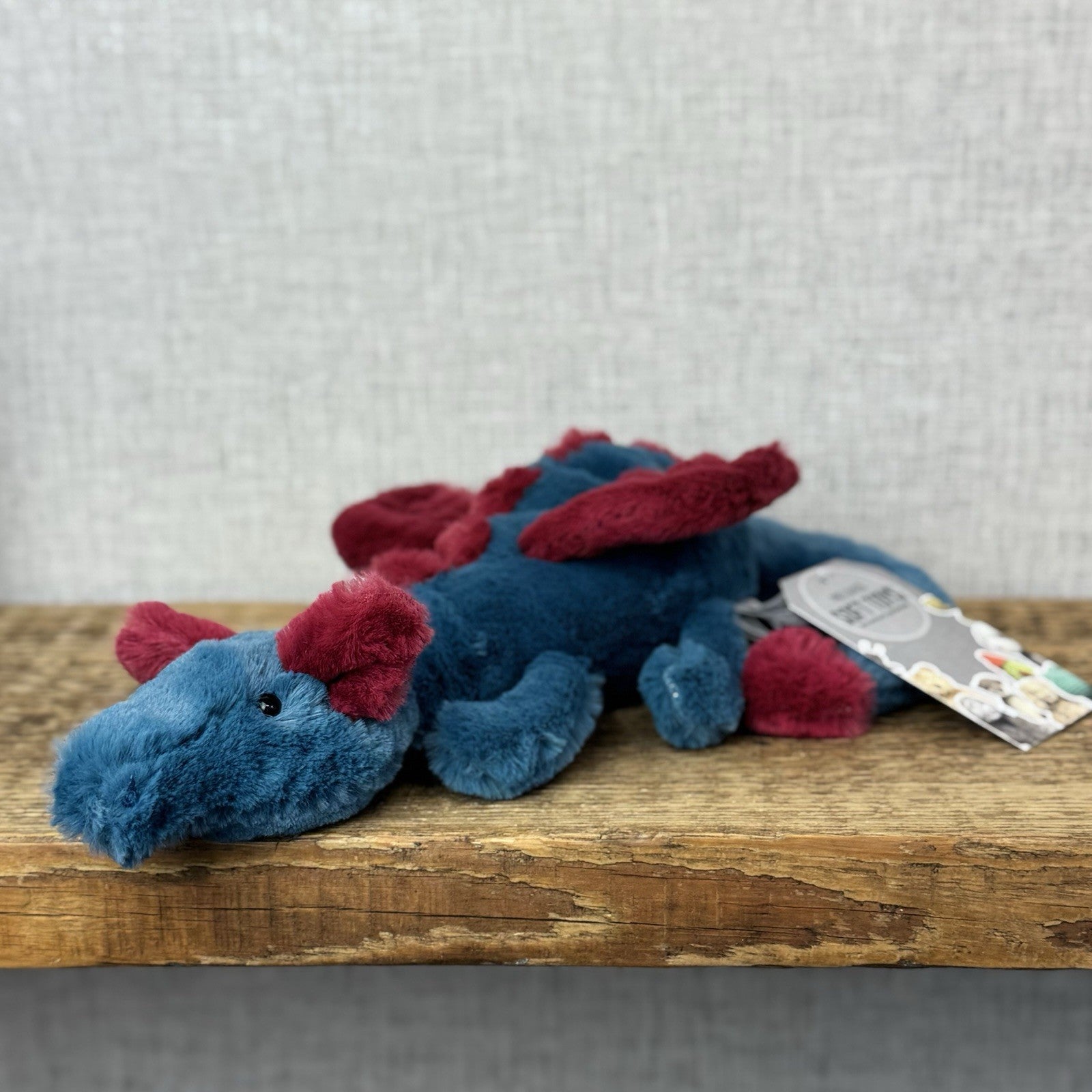 Jellycat Little Dexter Dragon - Red/Blue Beanie Small Dragon Retired 11”