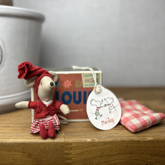 Maileg Christmas Little Sister Mouse 2011/2012 - Matchbox Mouse Collectible