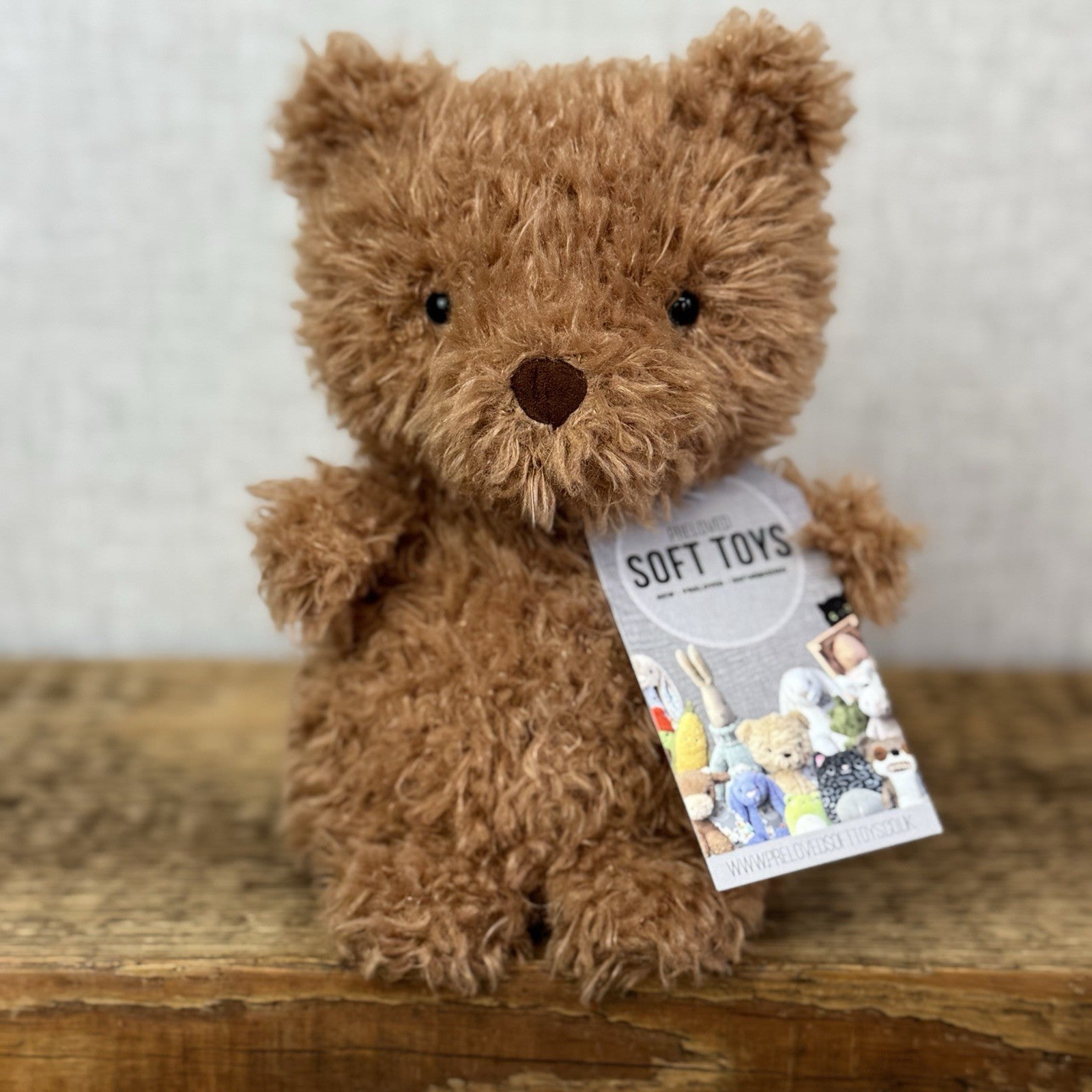 Jellycat Little Bear - Retired Brown Bear Curly Hair Beanie Soft Toy 7" 