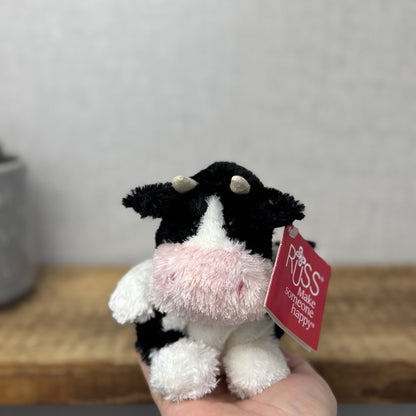 Russ Berrie Luvvies - Mini Pudding Fred The Cow Beanie Plush New With Tags 4"