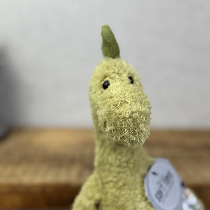 Jellycat Dippy Dinosaur - Sitting Green Curly Textured Dino Plush Rare 12"