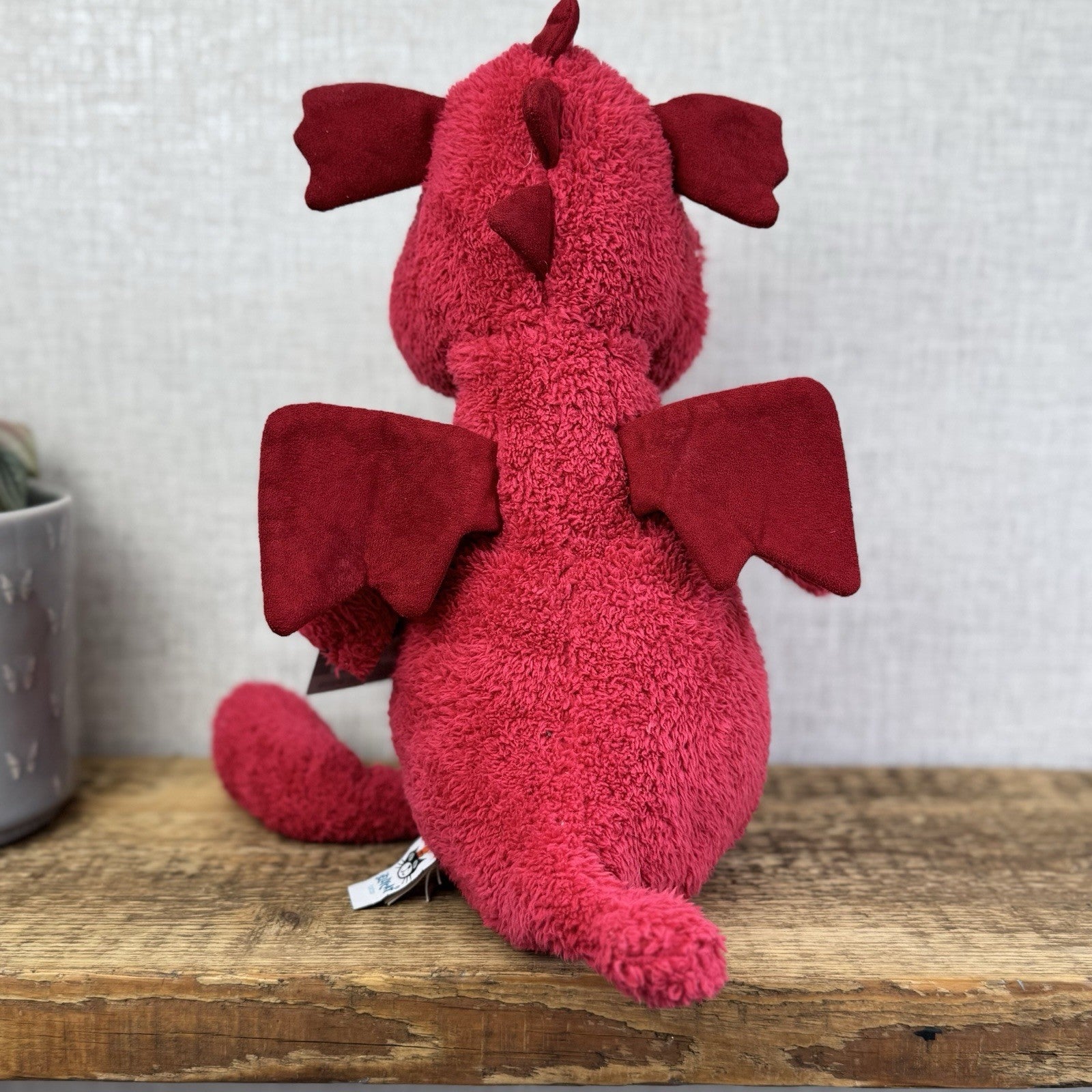 Jellycat Medium Toothy Dragon- Large Red Winged Dragon Smiling Rare Retired 16”