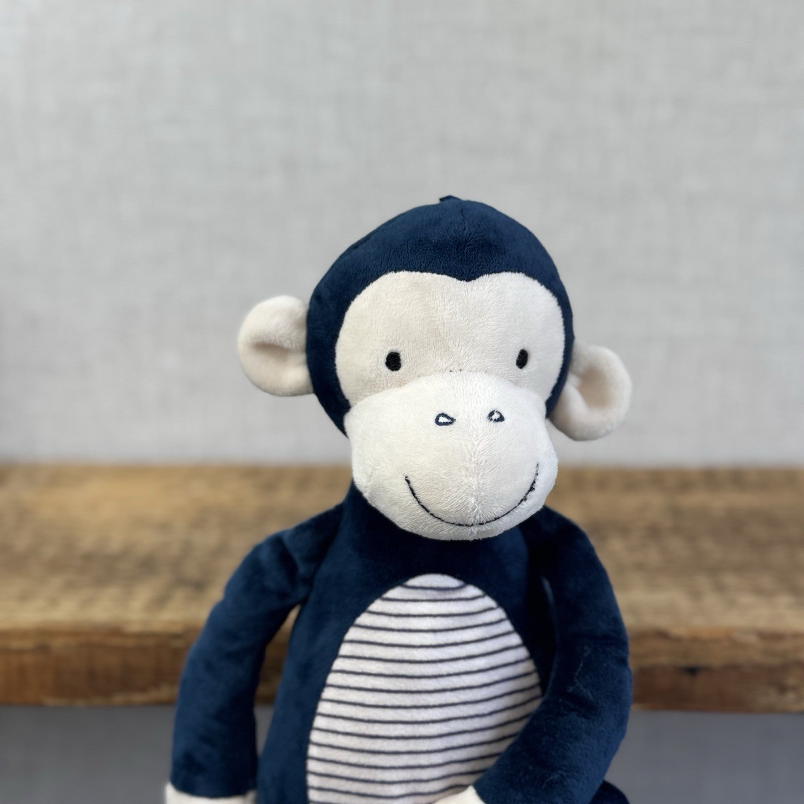 Marks & Spencers Soft Toy Monkey Chime - Navy Monkey Soft Toy Retired 09444270