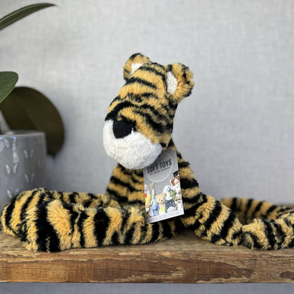 Jellycat Merryday Tiger - Wild Cat Beanie Tiger Plush Long Tail Rare Retired 15”