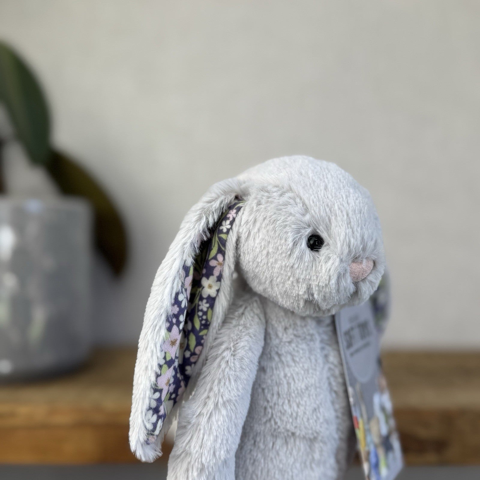 Jellycat Small Silver Blossom Bloom - Silver Bunny Floral Ears & Feet Small 8”