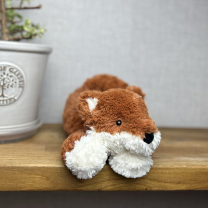 Jellycat Tumblie Fox - Laying Curly Fur Fox Plush Beanie - Lying Fox Medium 12"