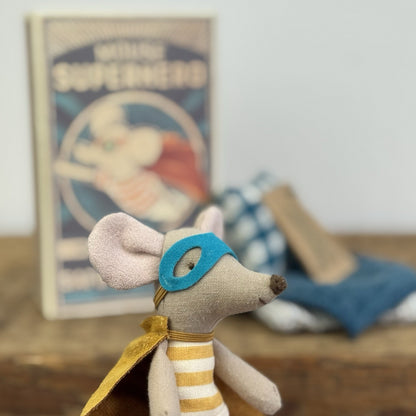 Maileg Superhero Mouse - Big Brother In Matchbox - New In Box