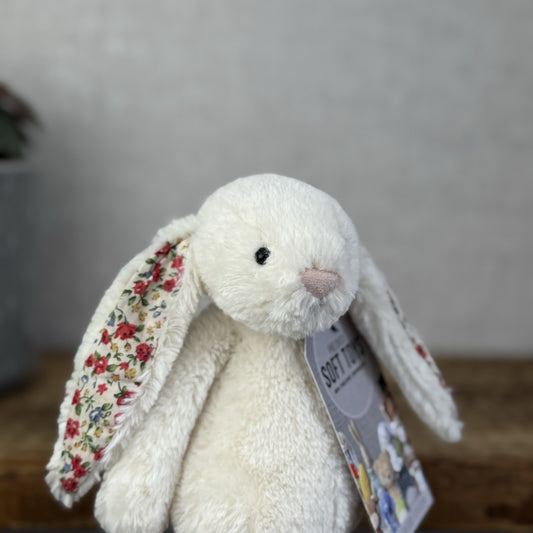 Jellycat Small Bashful Cream Blossom - Cream Bunny Floral Ears & Feet 8”
