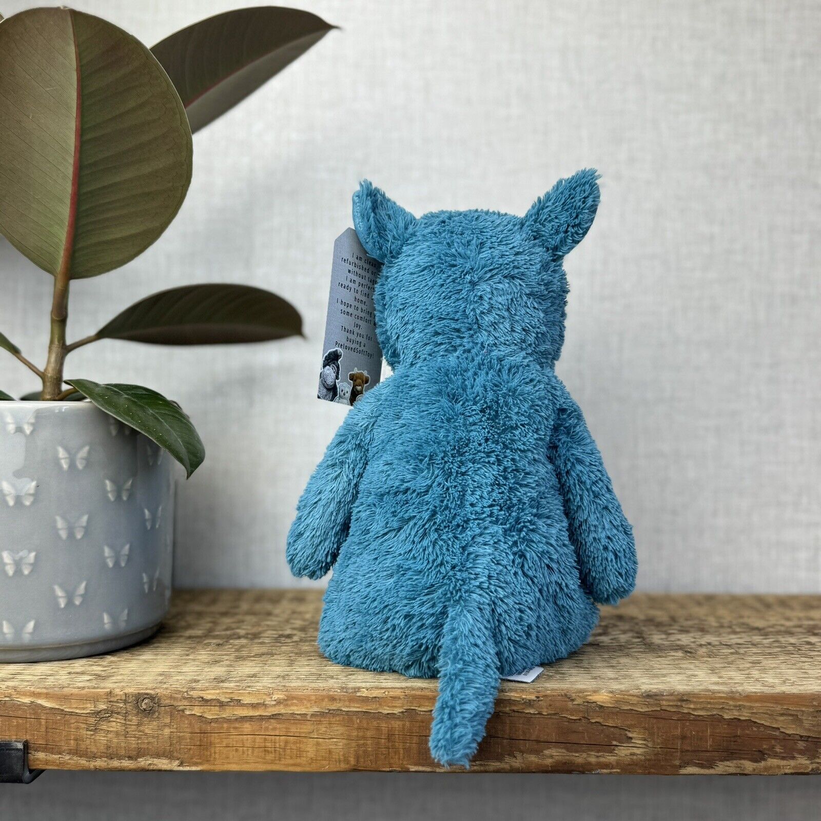 Jellycat Cushy Rhino Blue - Blue Textured Rhino Plush Beanie Collectible 12"