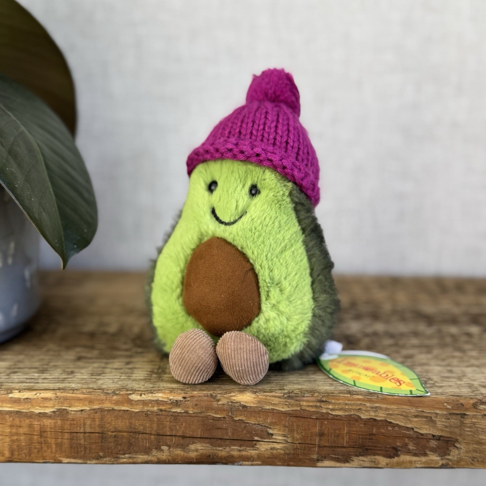 Jellycat Fuscia Cozi Amuseable Avocado - Purple Bobble Hat Plush Soft Toy New 6”