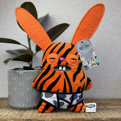 Fuggler Funny Ugly Monster Rabid Rabbit Tiger Print Fur Plush Soft Toy 9"