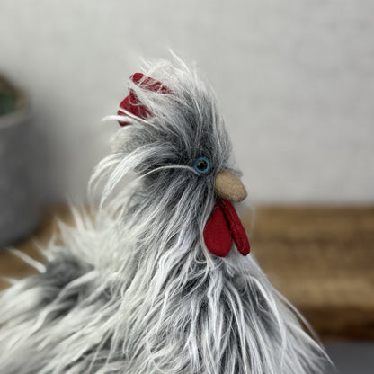 Jellycat Roger Rooster - Grey Hairy Rooster Soft Toy Small Rare/Retired 8"