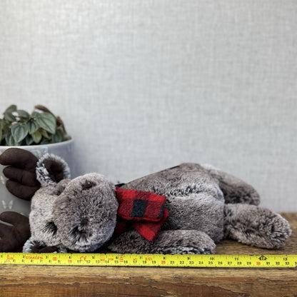 Jellycat Medium Bashful Moose With Scarf - Check Red/Black Scarf Woodland Moose