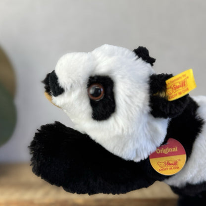 Steiff Small Lying Manschli Panda - New With Tags Vintage Small Laying Panda 9"