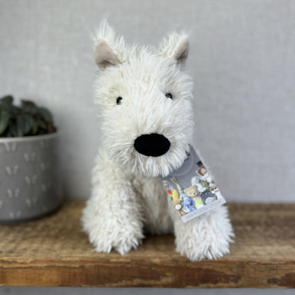 Jellycat Munro - Munro White Scottie Dog Soft Toy Beanie Retired 12”