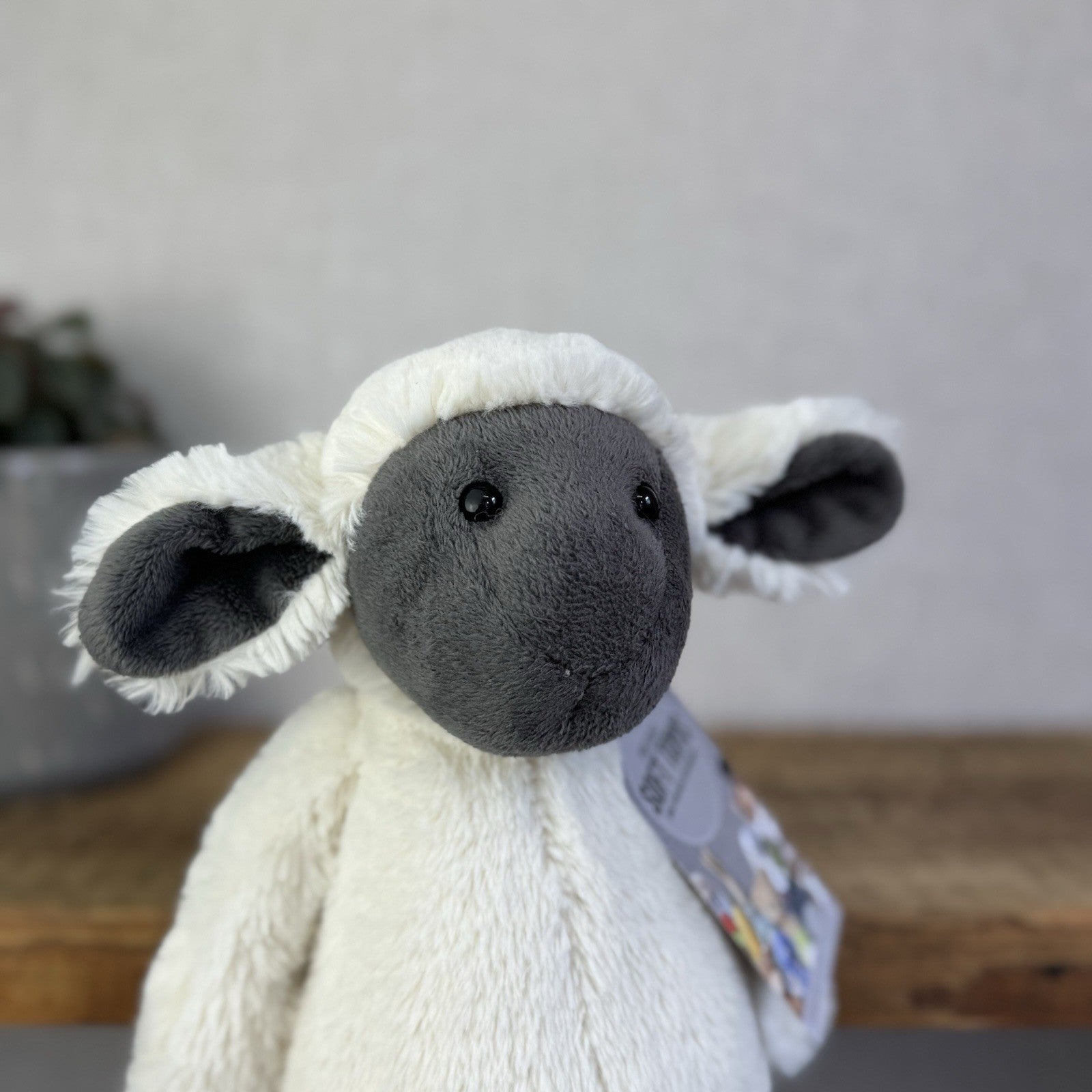 Jellycat Medium Bashful Grey Face Lamb - Medium Cream Lamb Beanie Plush 12"