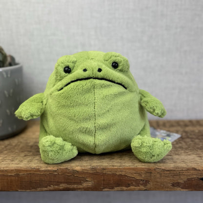 Jellycat Ricky Rain Frog - Green Soft Toy Frog Beanie Plush Medium 7"