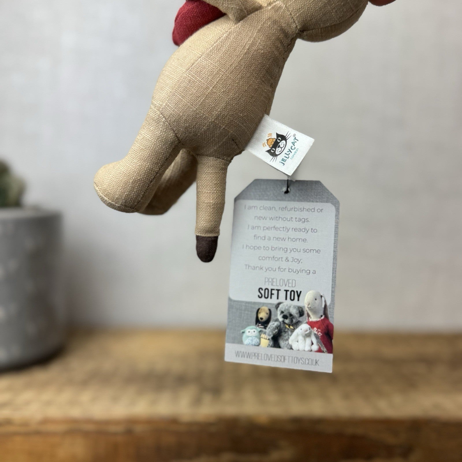 Jellycat Mini Messenger Puppy Dog - Dog Holding Heart Mini Linen Pup Retired 8"