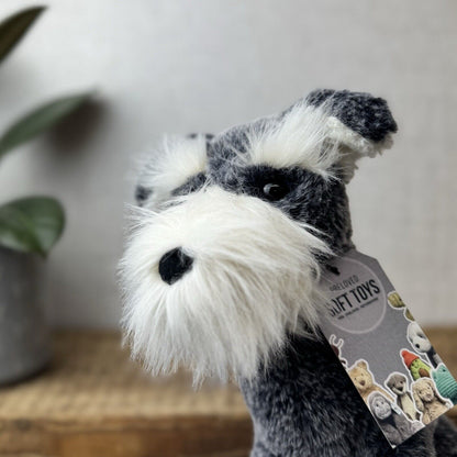 Jellycat Lawrence Schanuzer - Grey Sitting Fluffy Schnauzer Dog Beanie Soft Toy