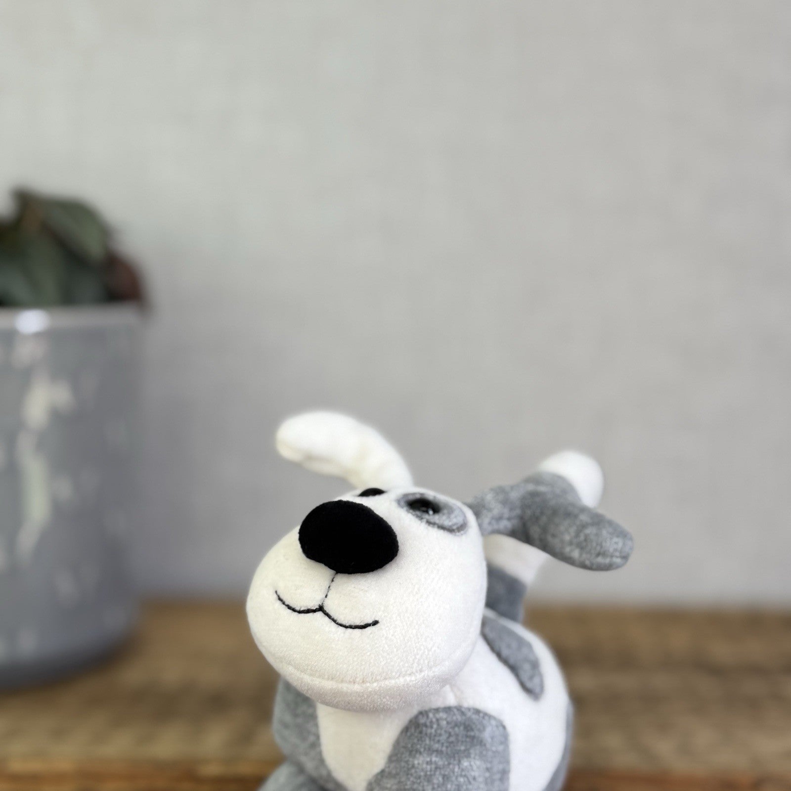Jellycat Crazy Dog - Grey/White Vintage Miniature Beanie Velour NWOT 4"