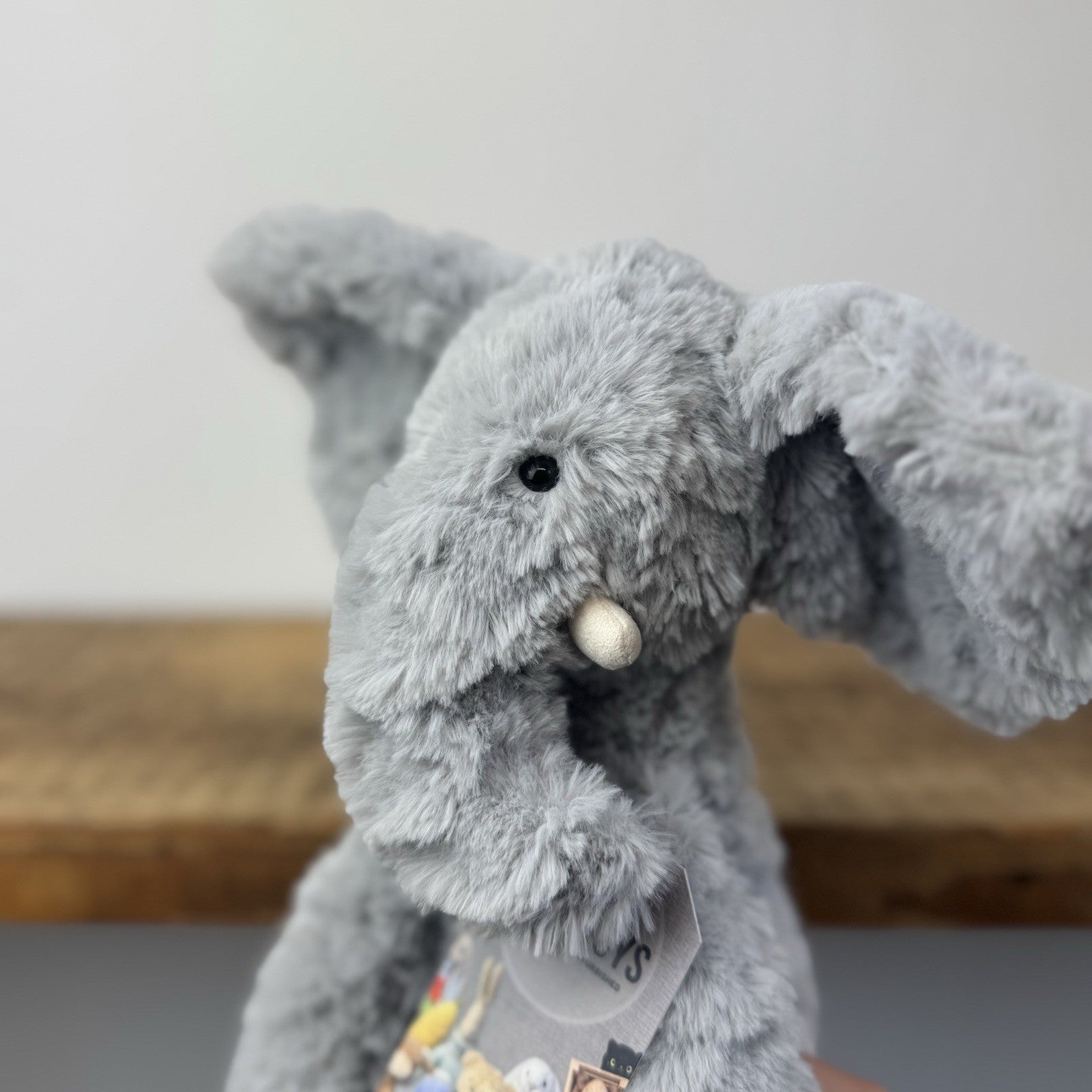 Jellycat Bobo Elephant - Grey Textured Beanie Soft Toy Retired Rare Vintage 14"