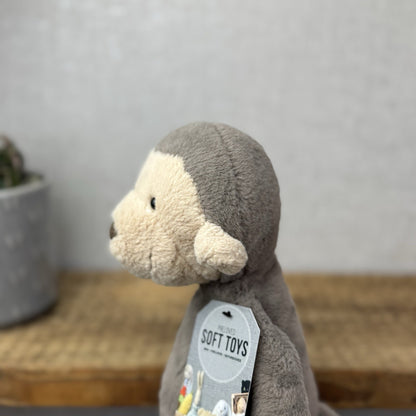 Jellycat Hushbie Monkey - Light Brown Retired Monkey Soft Toy Beanie 12"