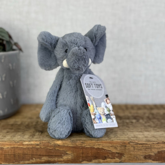 Jellycat Small Dusky Blue Bashful Elephant - Denim Colour Elephant Small Toy 8"