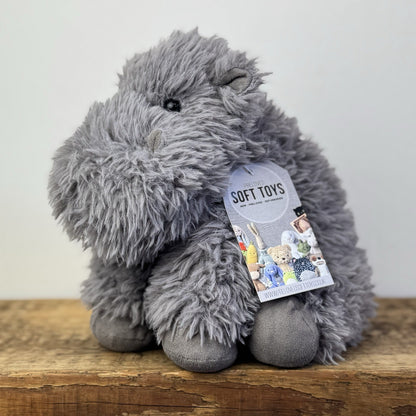 Jellycat Curvie Hippo - Grey Fluffy Beanie Chunky Hippo Plush Retired 9"