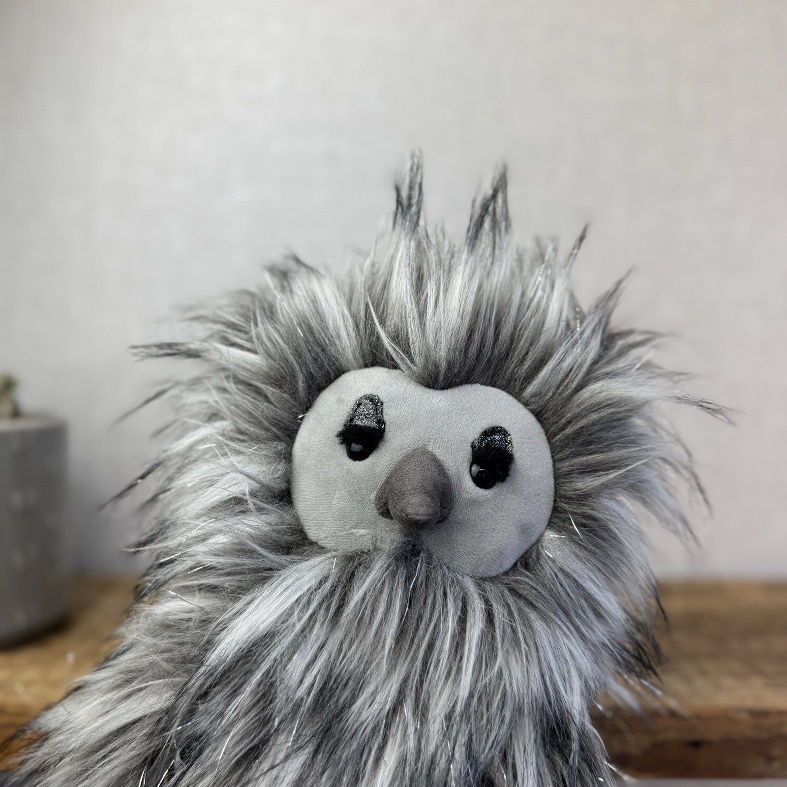 Jellycat Gloria Owl - Large Fluffy Owl Rare Retired Grey/Silver Sparkly Bird 12"