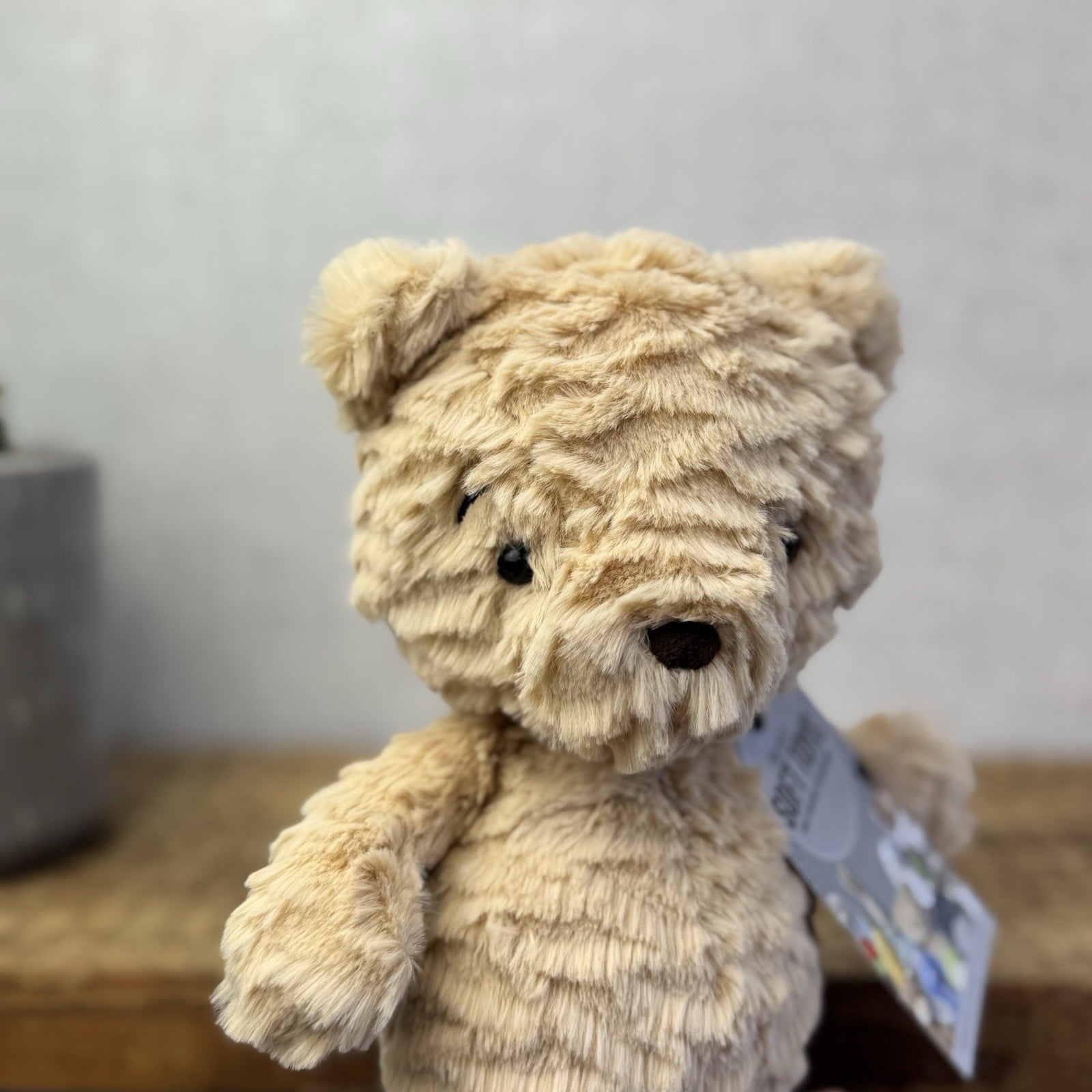 Jellycat Squishu Bear - Small Honey Colour Textured Bear Beanie Retired 10"