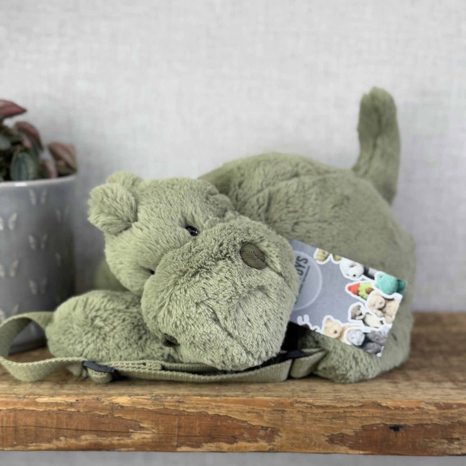 Jellycat Huggady Dino Bag - Green Dinosaur Rucksack Soft Toy Bag Retired NWOT