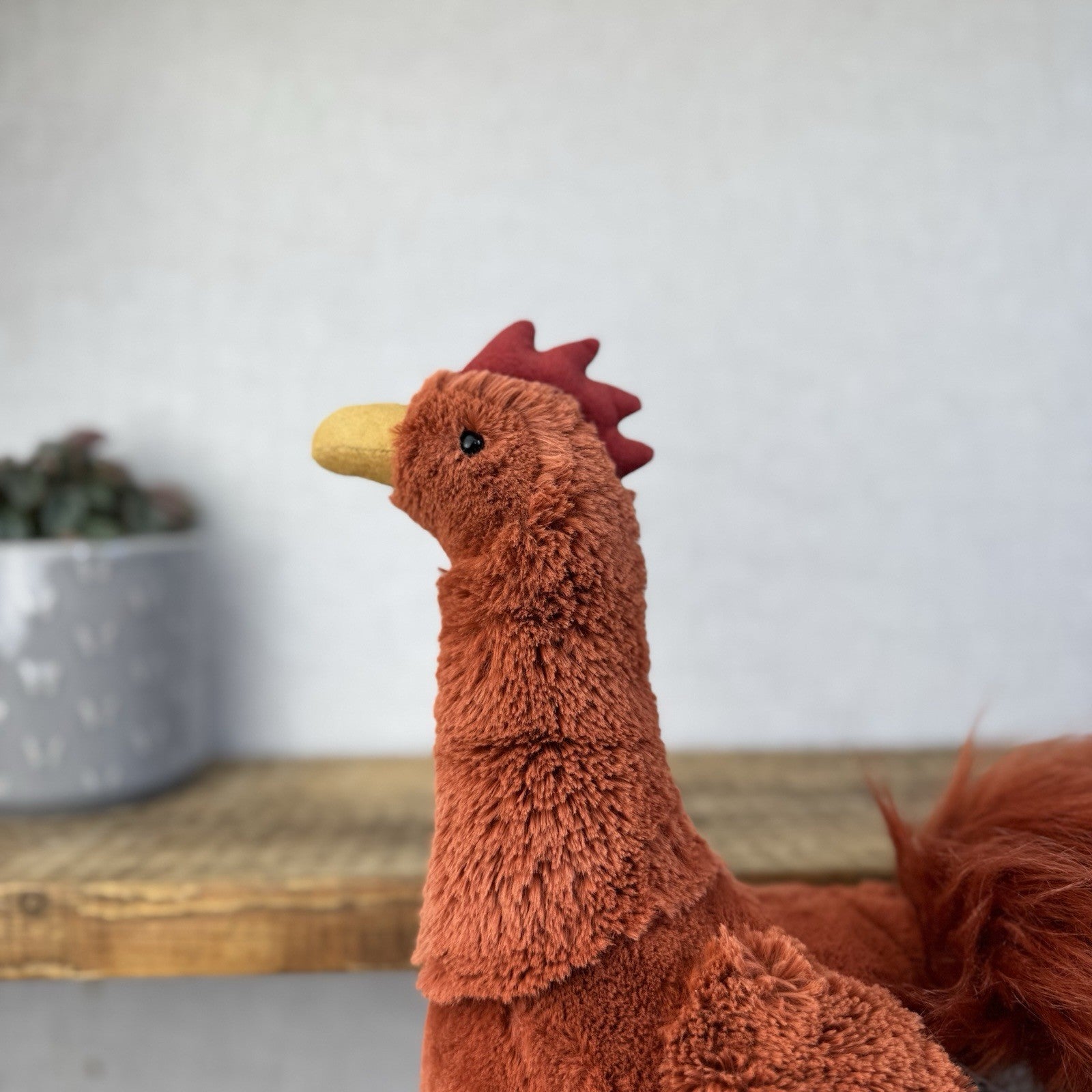 Jellycat Robbie Rooster - Red Fluffy Rooster Plush Beanie Soft Toy Chicken 12"