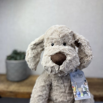 Jellycat Large Riley Fuddlewuddle Pup - Light Grey White Company Exclusive 12"