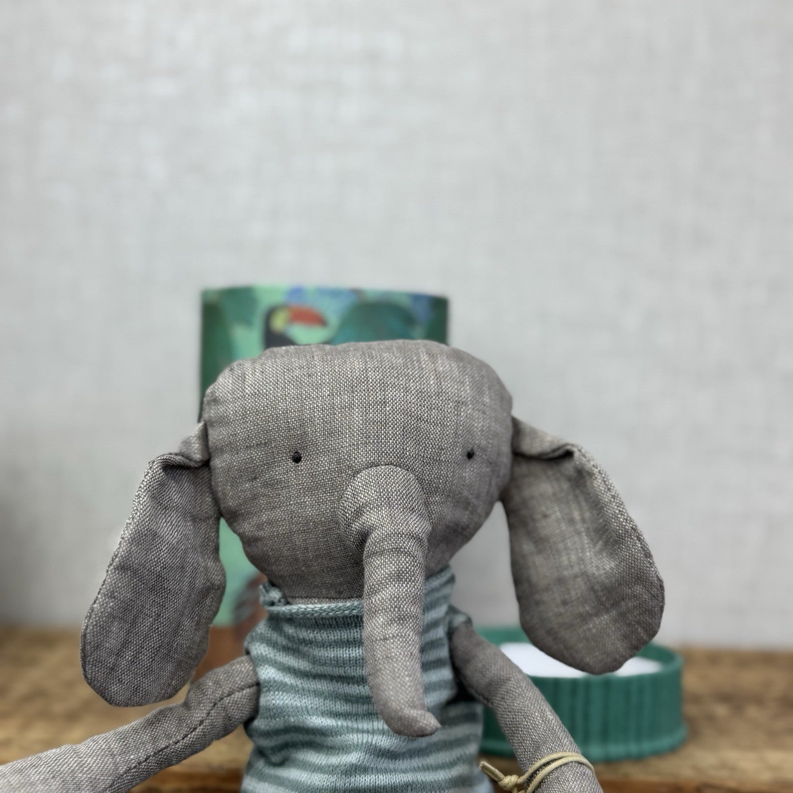 Maileg Jungle Friends Elephant Friend In Box - Retired Linene Elephant In Tube