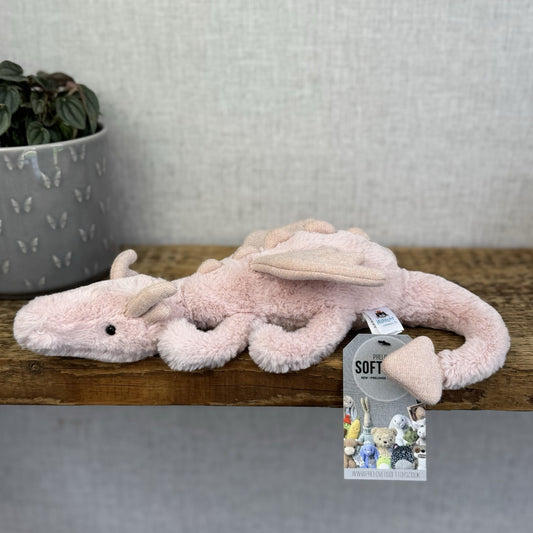Jellycat Little Rose Dragon - Pink Dragon Soft Toy Dragon Small Retired 12" (#2)