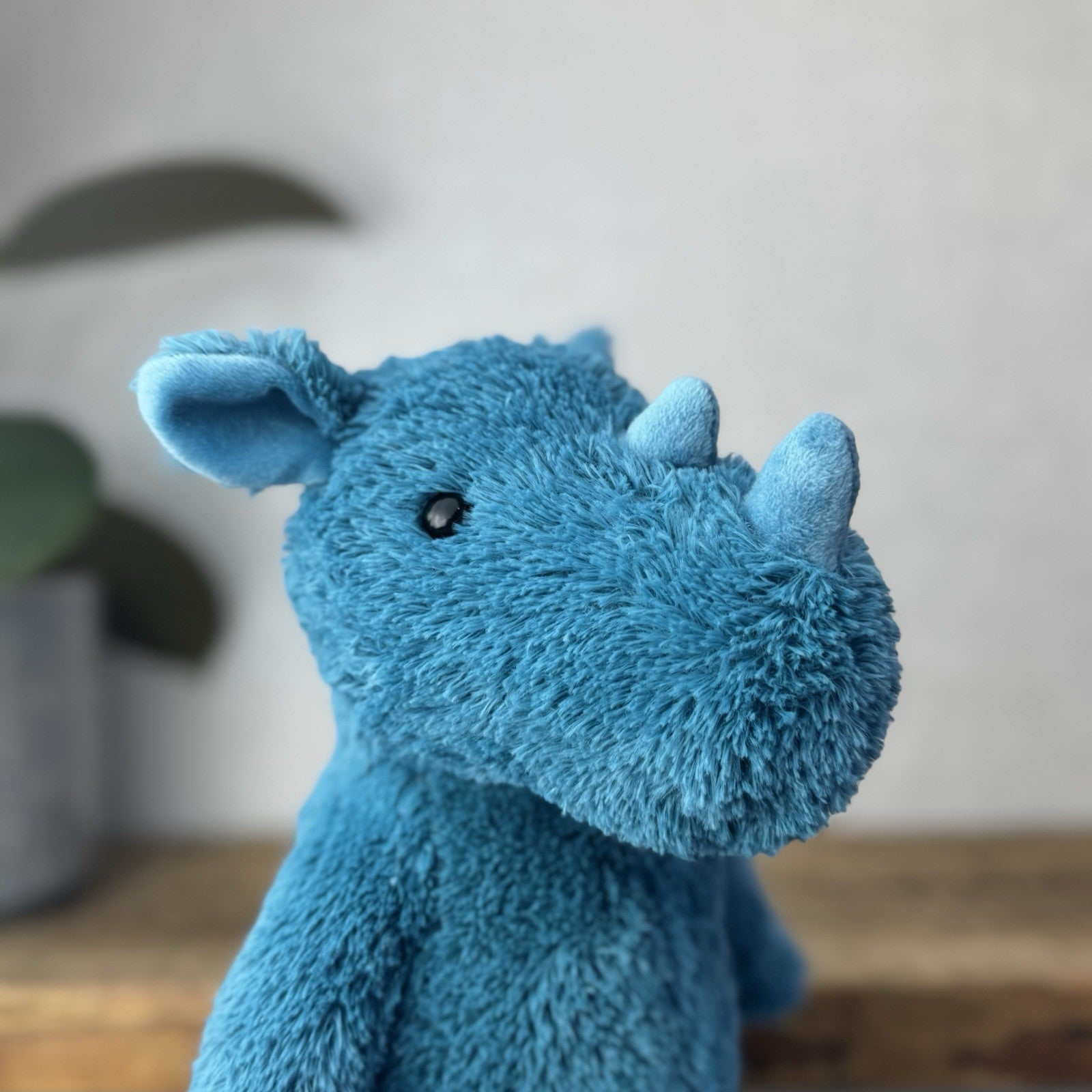 Jellycat Cushy Rhino Blue - Blue Textured Rhino Plush Beanie New With Tags 12"