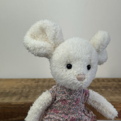 Jellycat Posy Myrtle Mouse - Rare Retired Small White Mouse Floral Dress 9"
