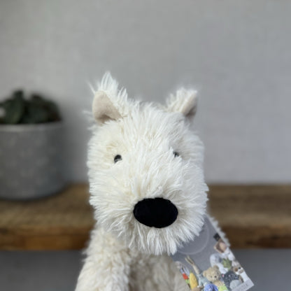 Jellycat Munro - Munro White Scottie Dog Soft Toy Beanie Retired 12”