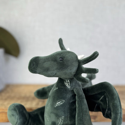 Jellycat Forest Dragon - Green Velour Soft Detailed Beanie Dragon Rare 10”