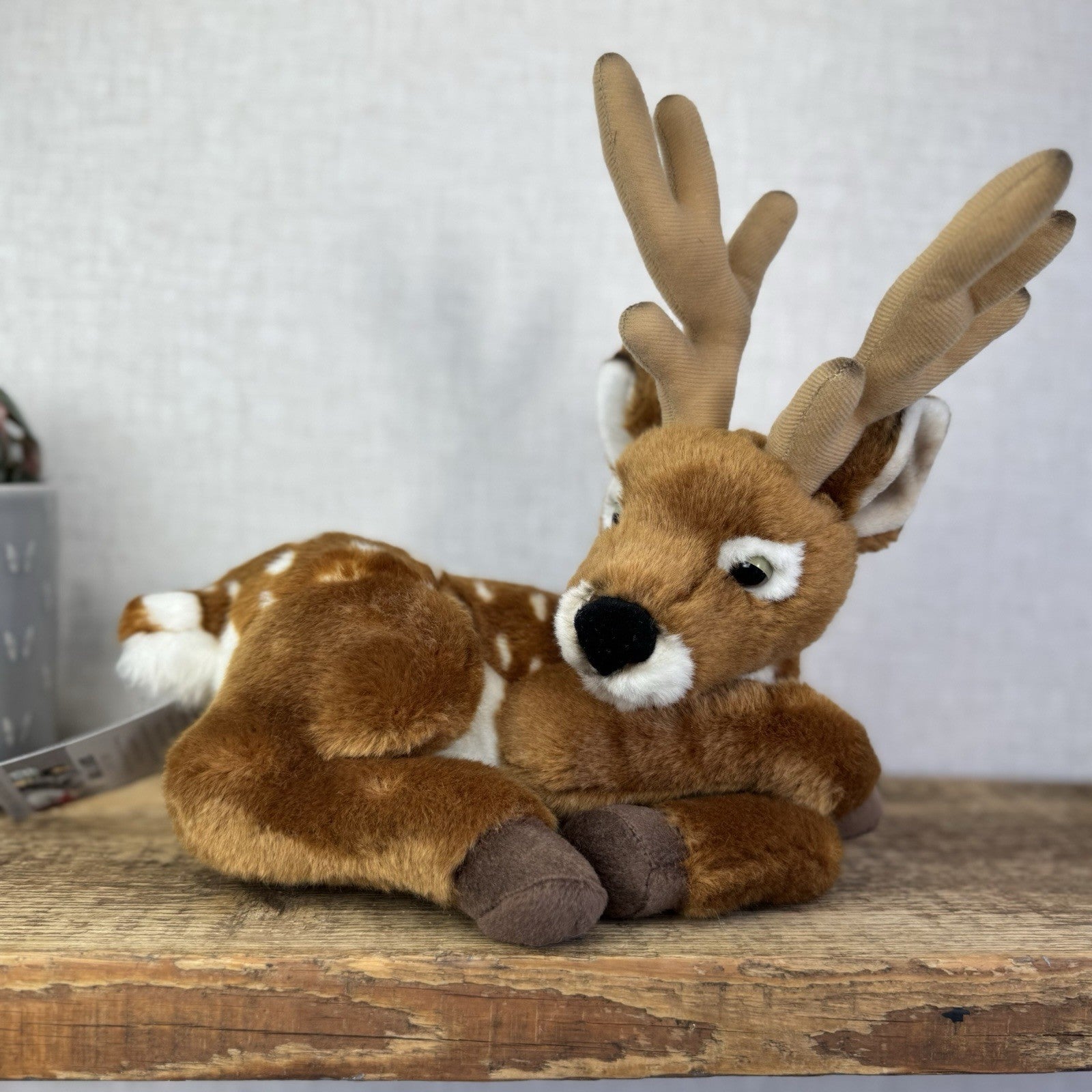 Living Nature Red Deer Stag - Laying Deer Woodland Soft Toy Plush Rare 10”