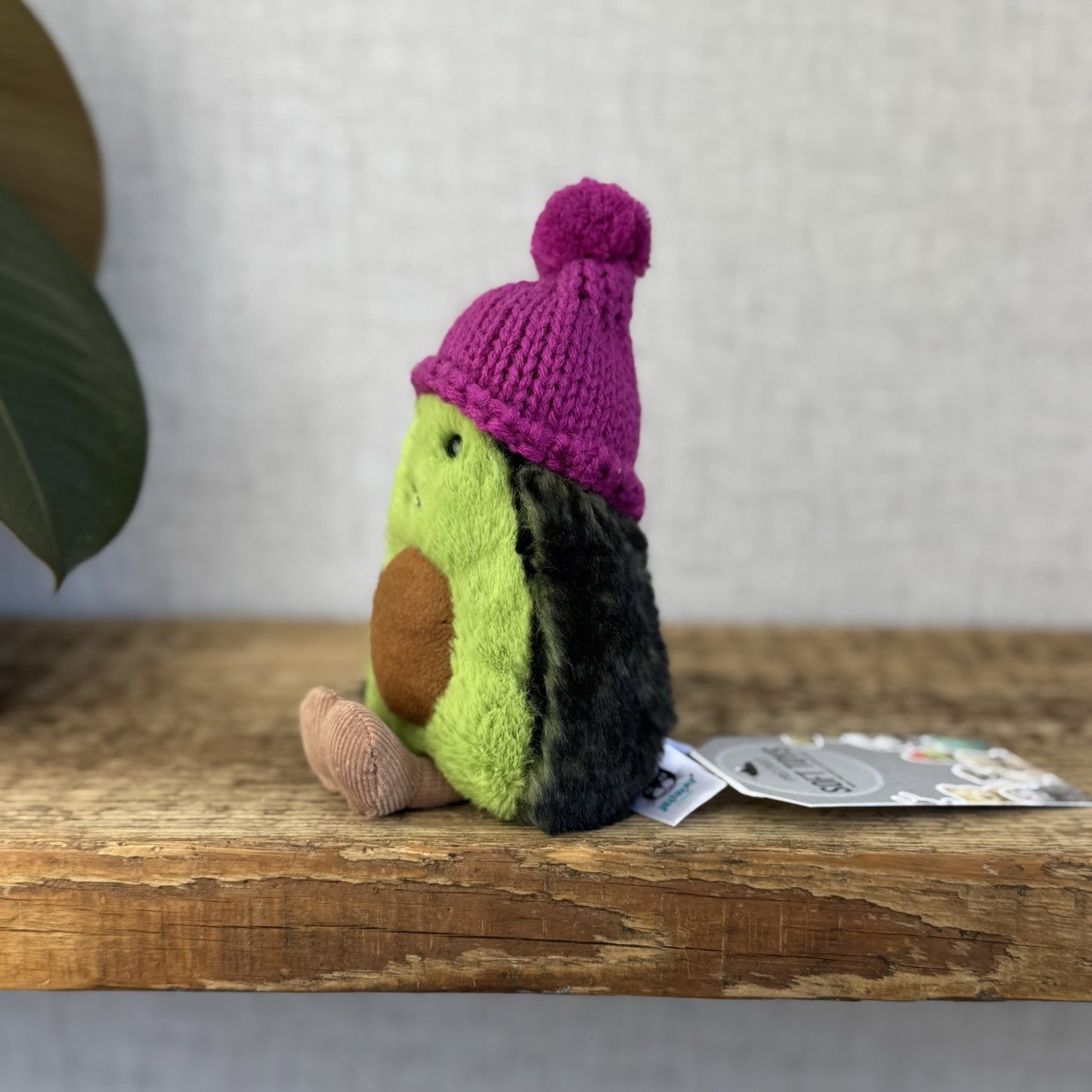 Jellycat Fuscia Cozi Amuseable Avocado - Soft Avocado With Purple Beanie (#2)